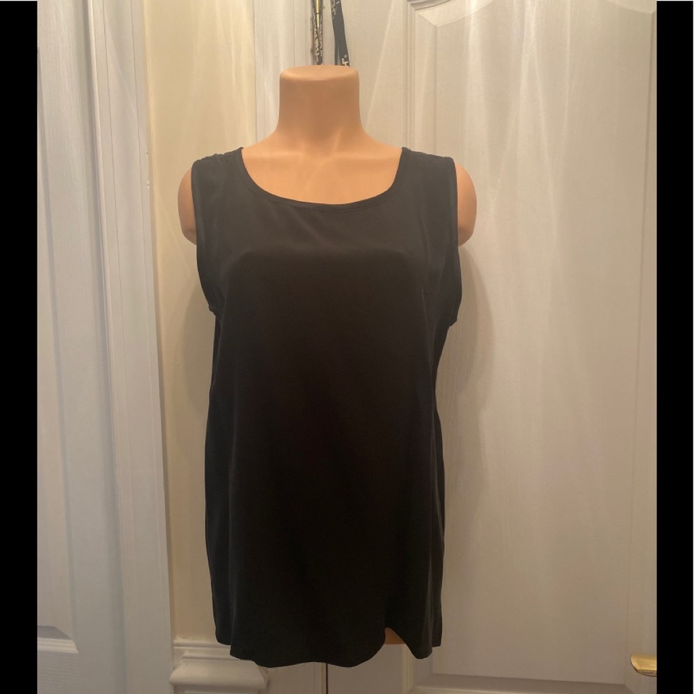 SILKSCREEN Black Silk Tunic Tank L Large EUC $40